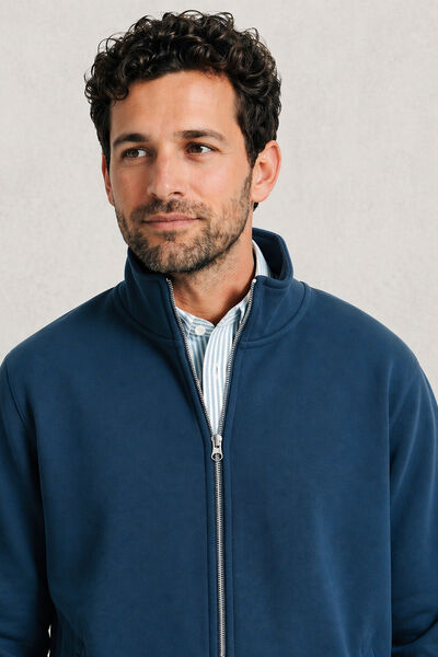 Effen heavy weight sweater opstaande kraag met rit