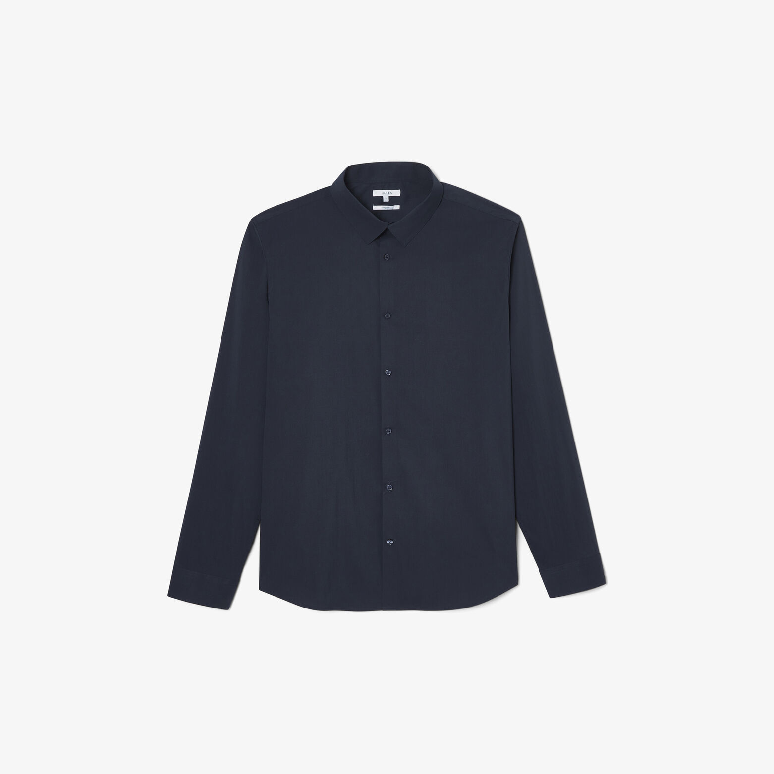 Regular effen hemd in katoen, nylon en elastaan