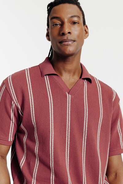 Polo manches courtes ray&eacute; col resort