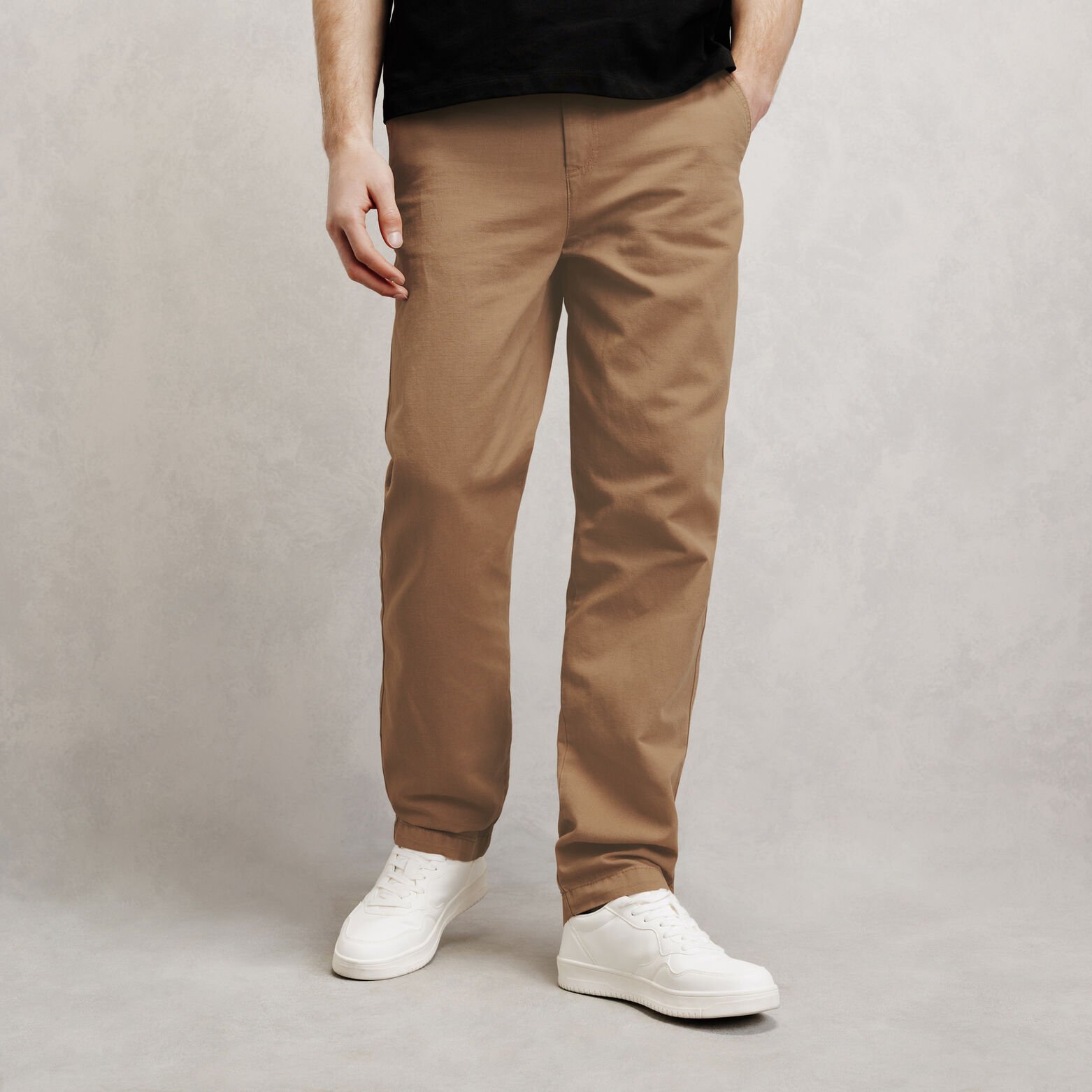 Loose fit broek in katoen en linnen