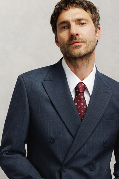 Veste de costume crois&eacute;e confort ray&eacute;e