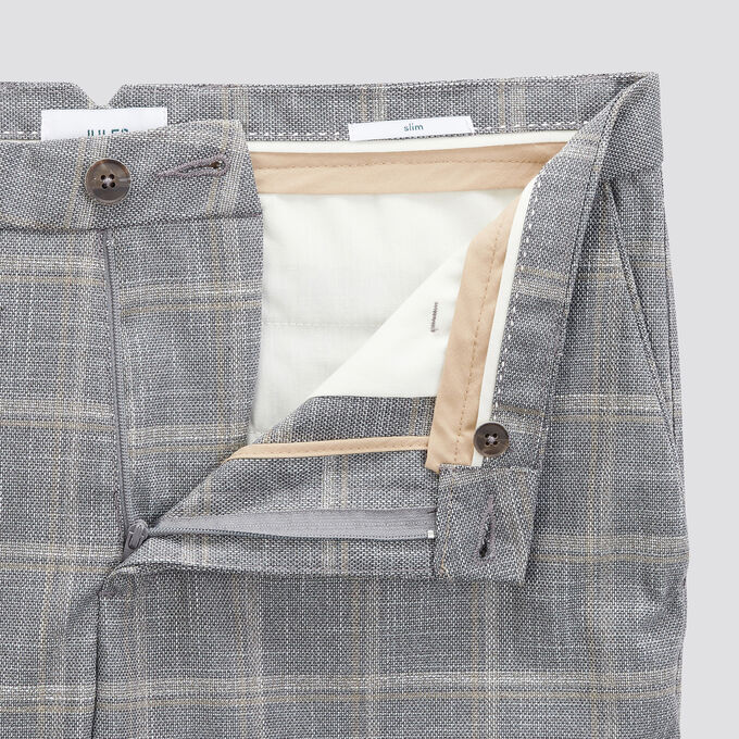 Pantalon chino slim carreaux fenêtre brouillé