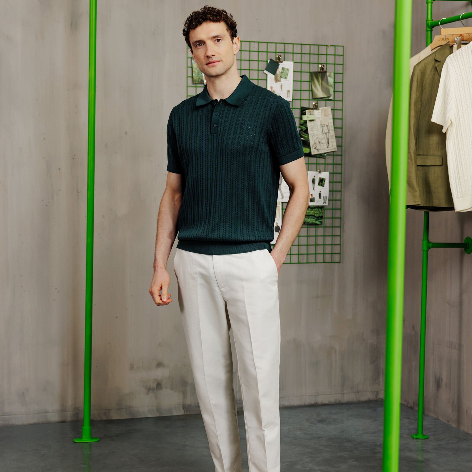 Polo en maille manches courtes jeux de points