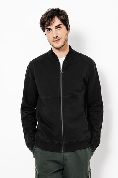 Sweat zipp&eacute; mati&egrave;re effet d&eacute;lav&eacute;