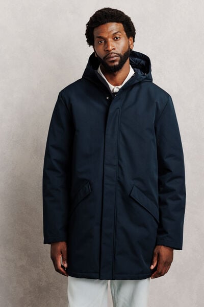 Parka courte &agrave; capuche mati&egrave;re d&eacute;perlante