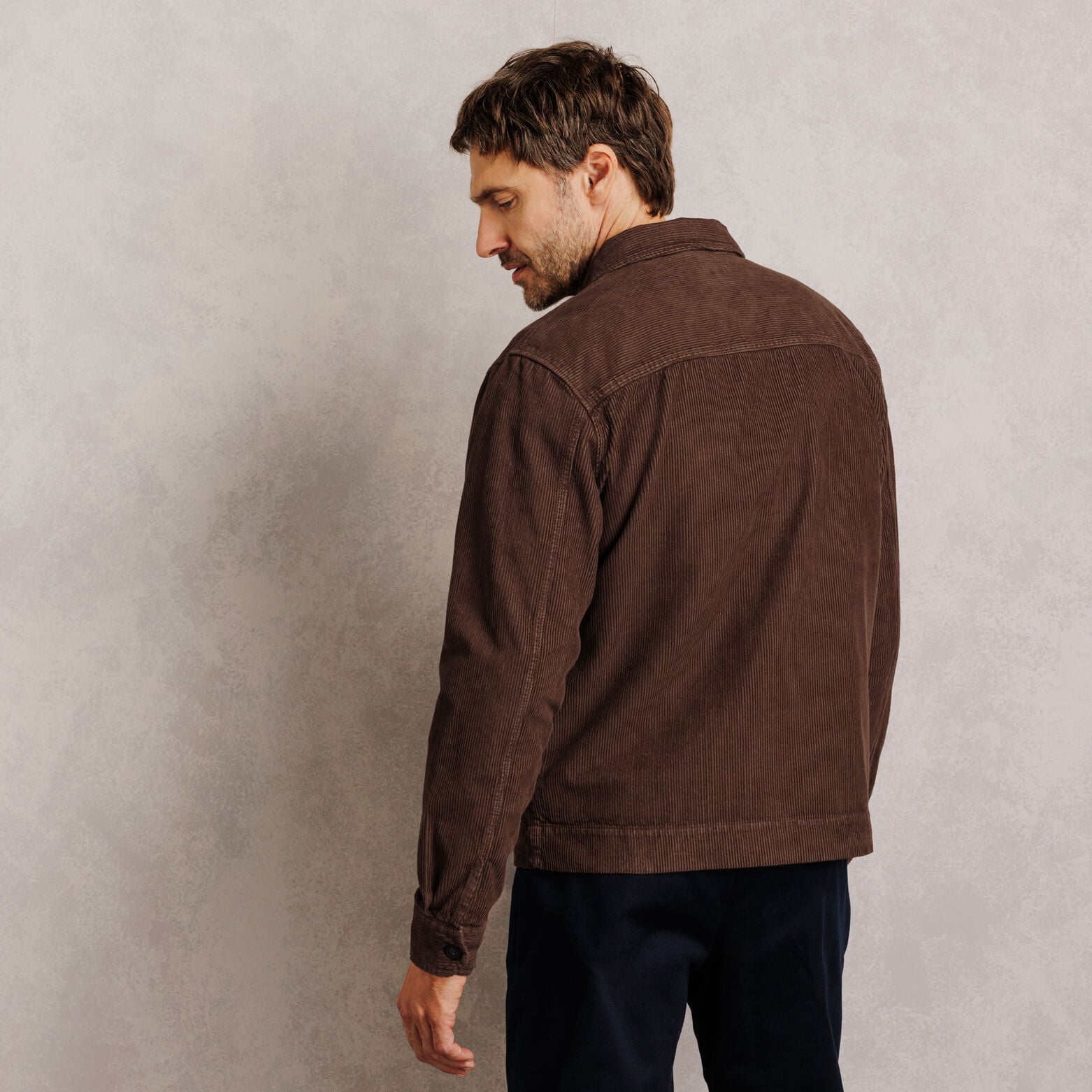 Veste zipp&eacute;e en velours col chemise 100% coton