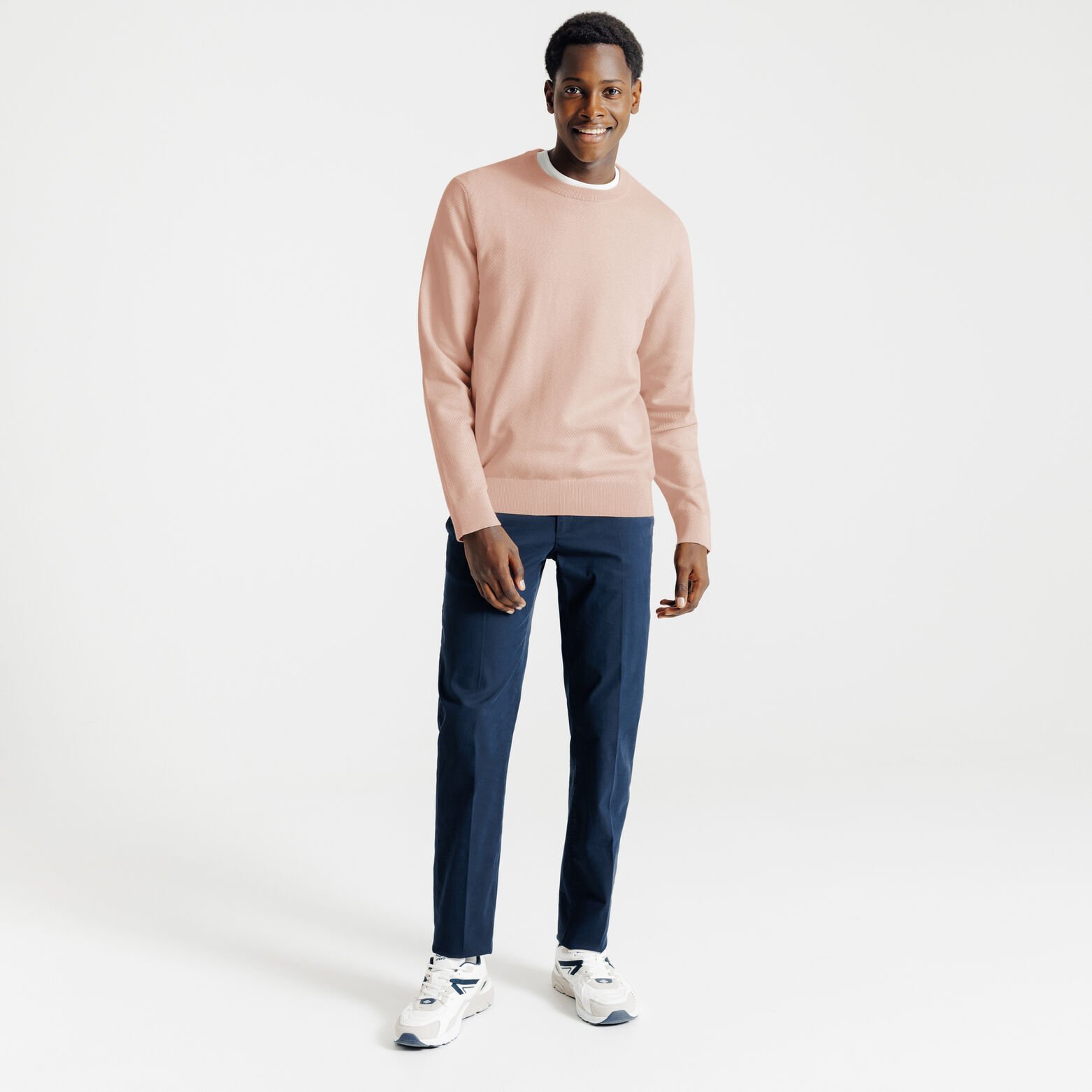 Pull col rond jeux de points fantaisie