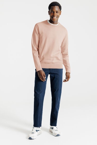 Pull col rond jeux de points fantaisie