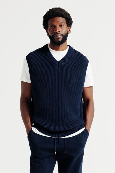 Pull col v sans manches