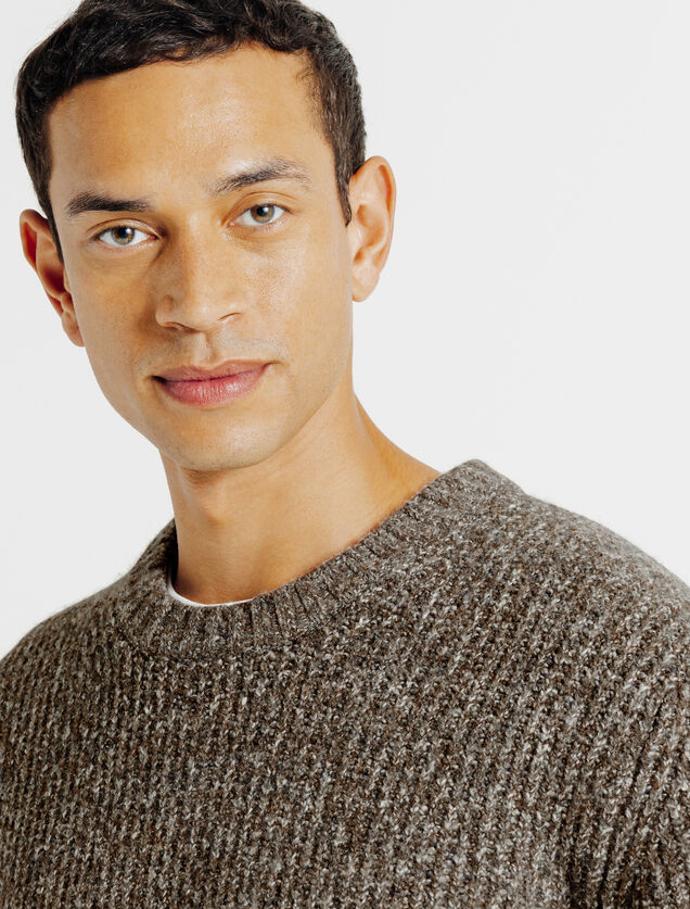 Pull col rond tweed