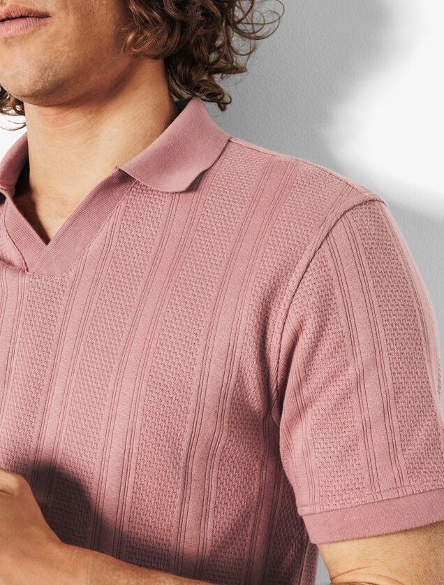 Polo manches courtes col resort à lignes
