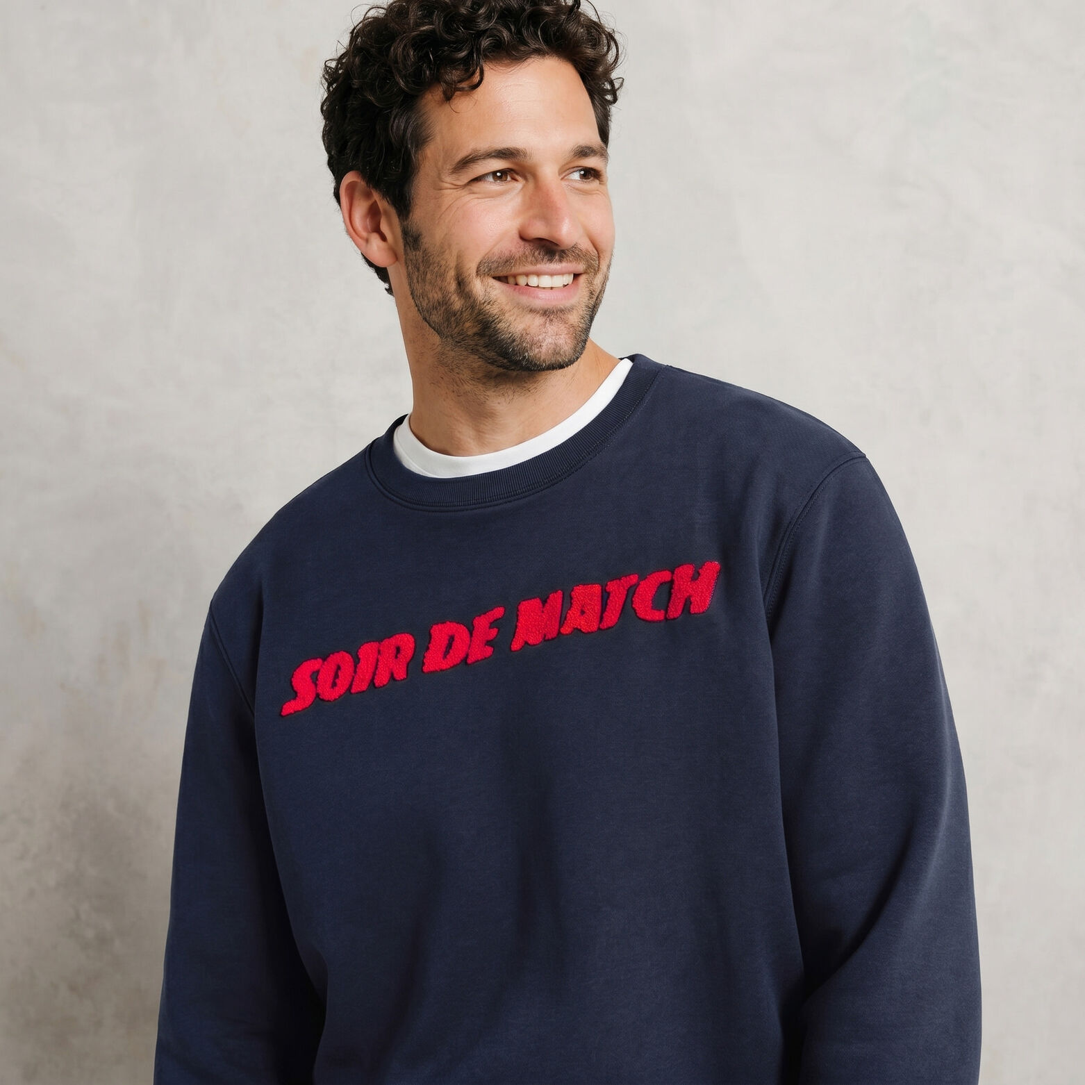Sweat col rond d&eacute;tail bouclette licence L'&Eacute;quipe