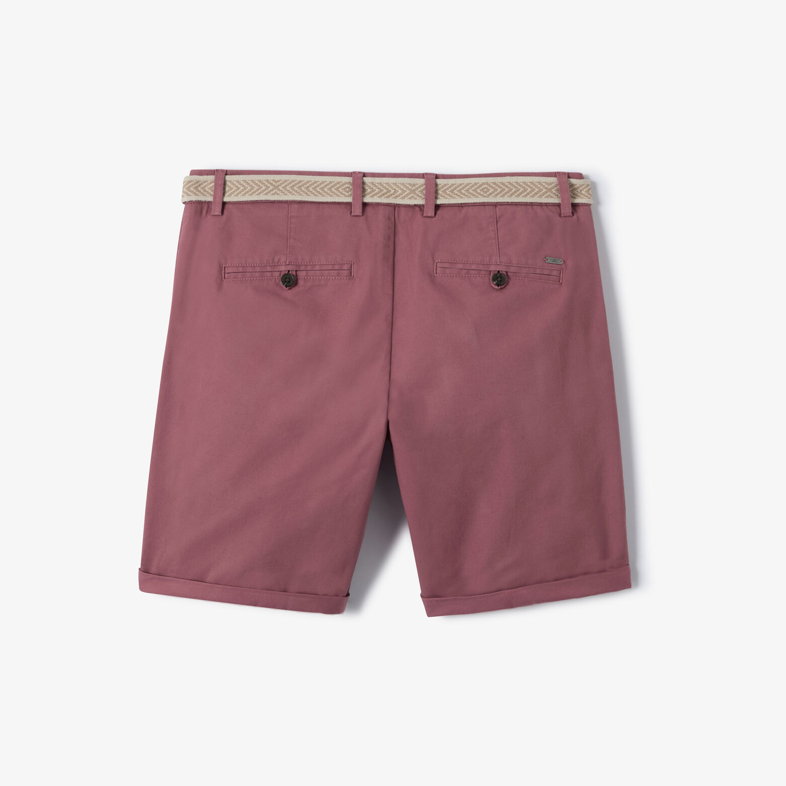 Bermuda chino slim uni avec ceinture