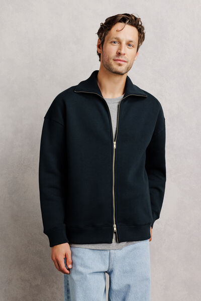 Sweat oversize zipp&eacute; col montant uni