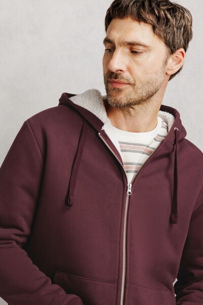 Sweat &agrave; capuche zipp&eacute; doubl&eacute; sherpa
