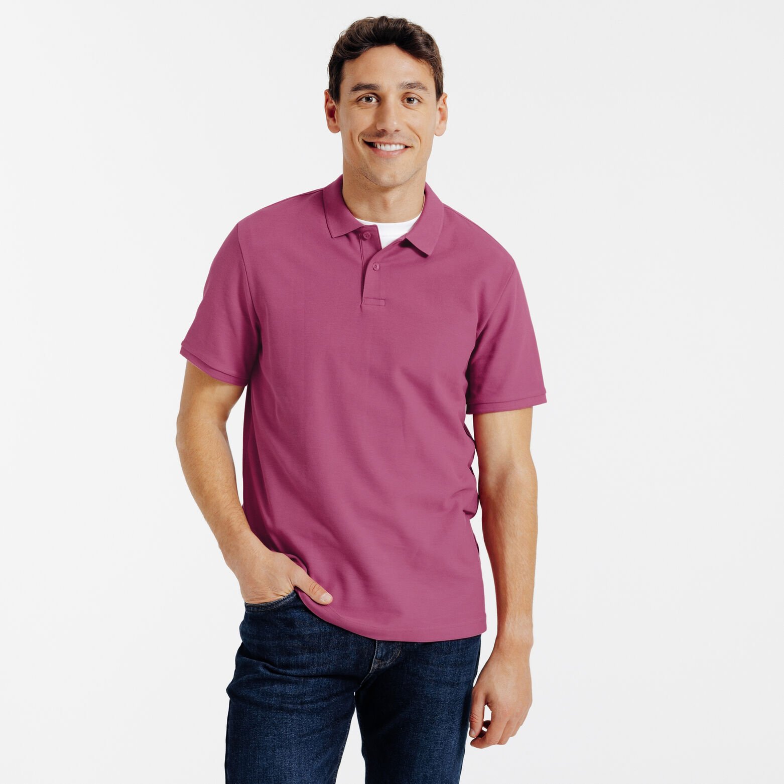 Effen polo in piqu&eacute;katoen met korte mouwen