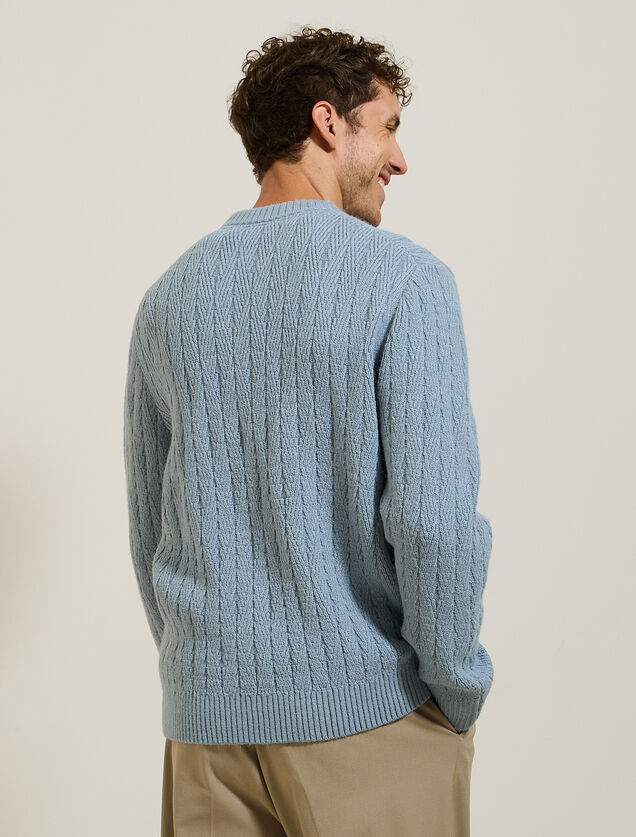 Pull col rond torsade