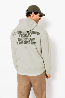 Relaxed fit sweater met kap, print op voor-en acht