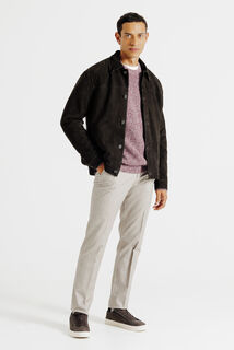 Blouson en cuir col chemise