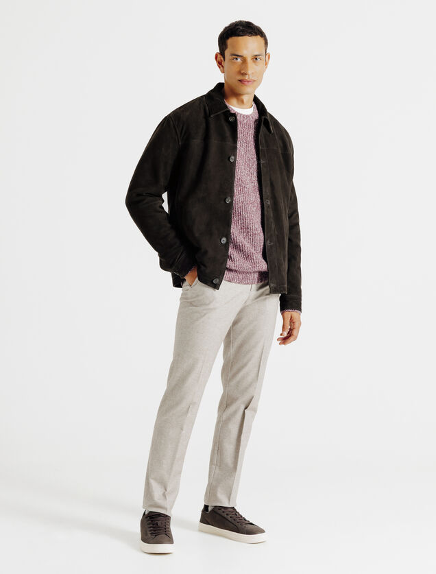 Blouson en cuir col chemise