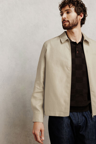 Veste col chemise zipp&eacute;e 100% lin
