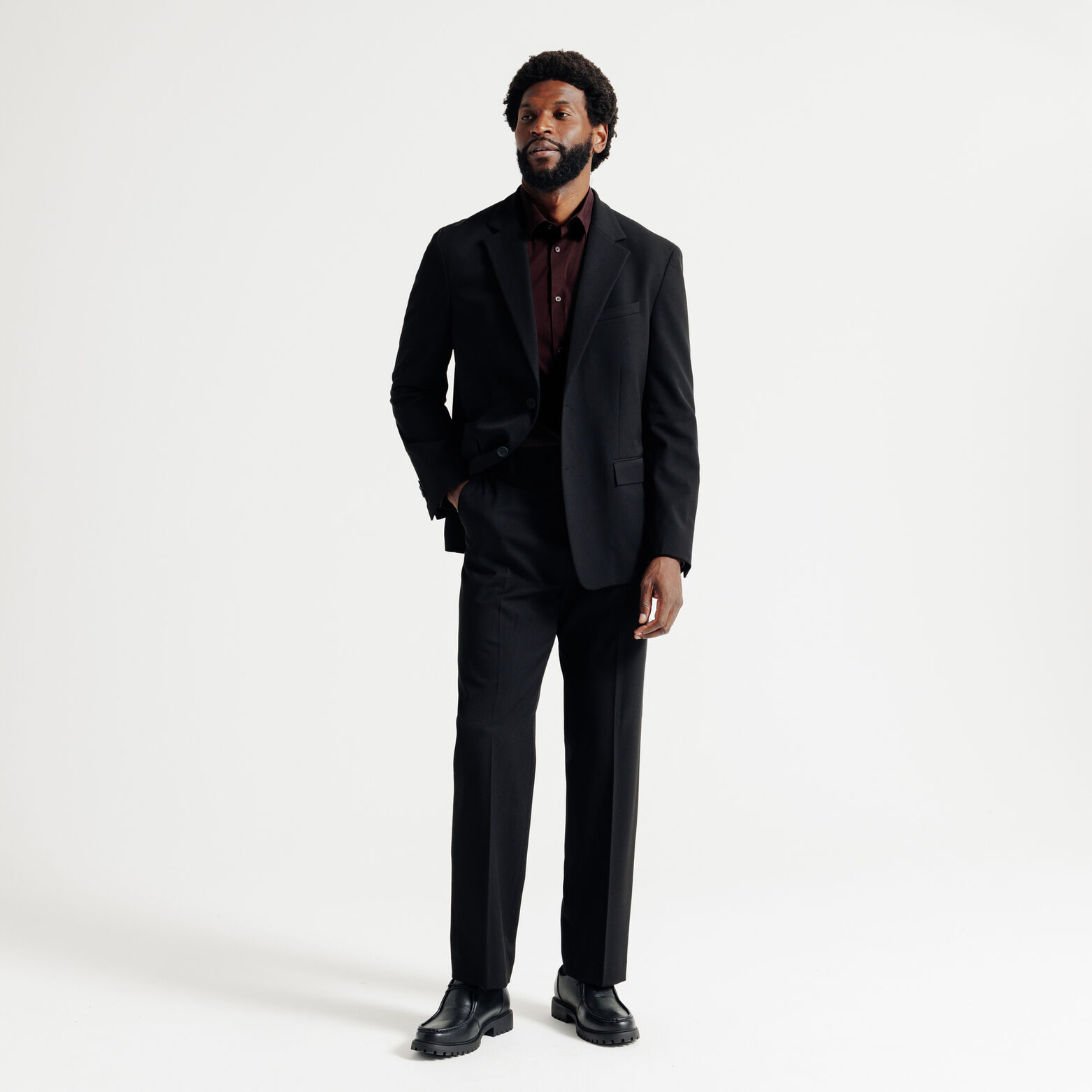 Slim effen hemd in gerecyclede polyamide