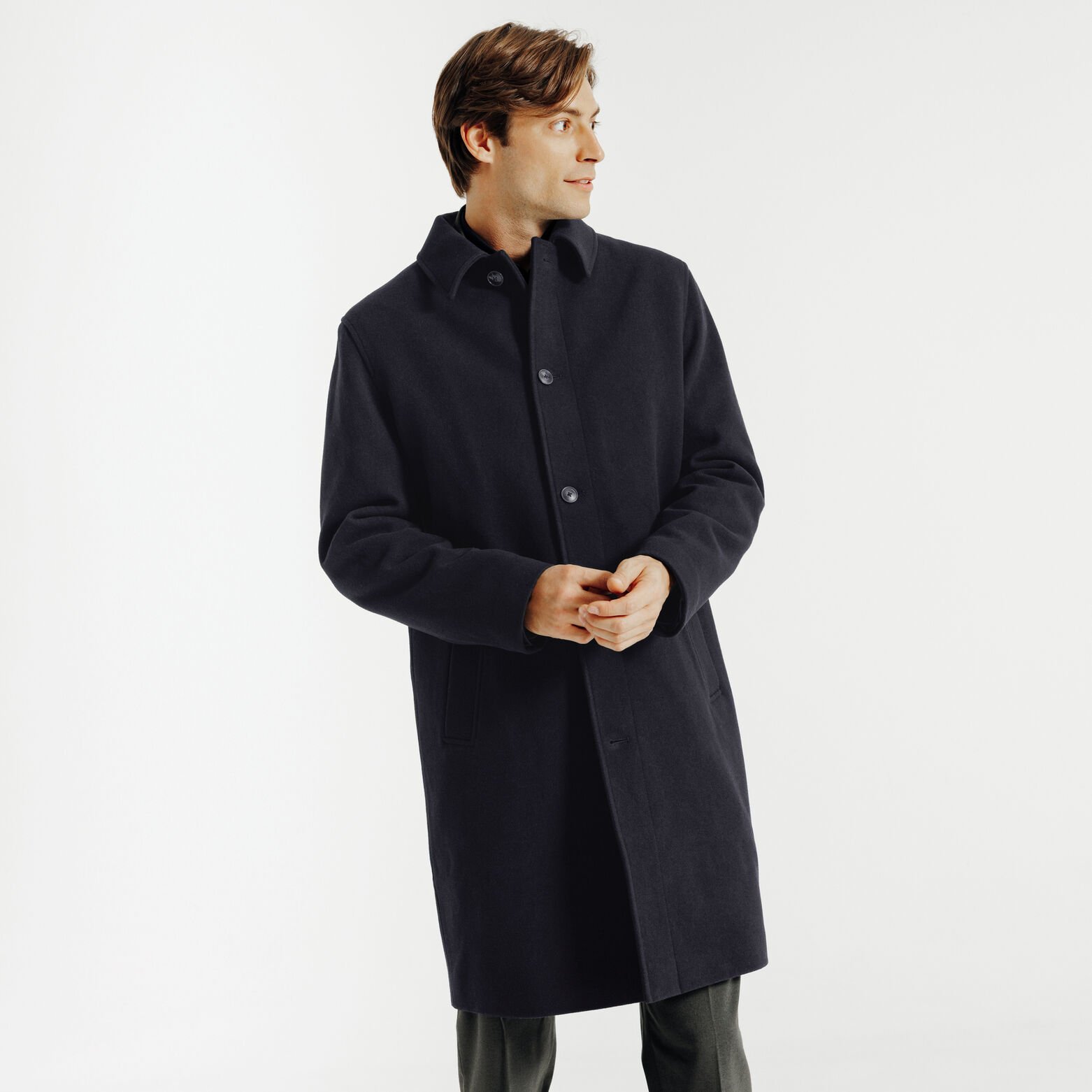 Manteau long col chemise