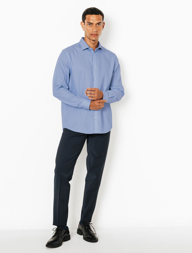 Slim fit gestreept katoenen overhemd, strijkvrij