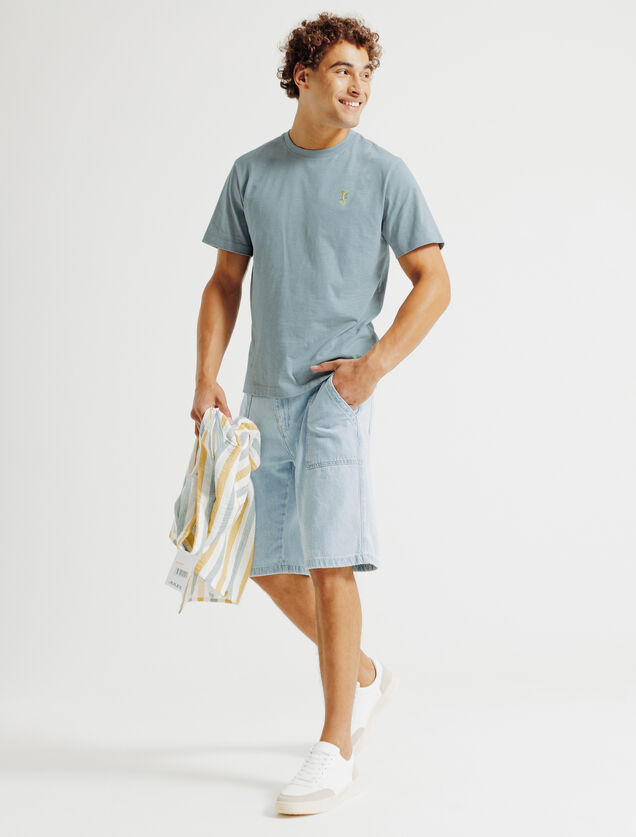 Tee shirt mati&egrave;re flamm&eacute;e broderie poitrine