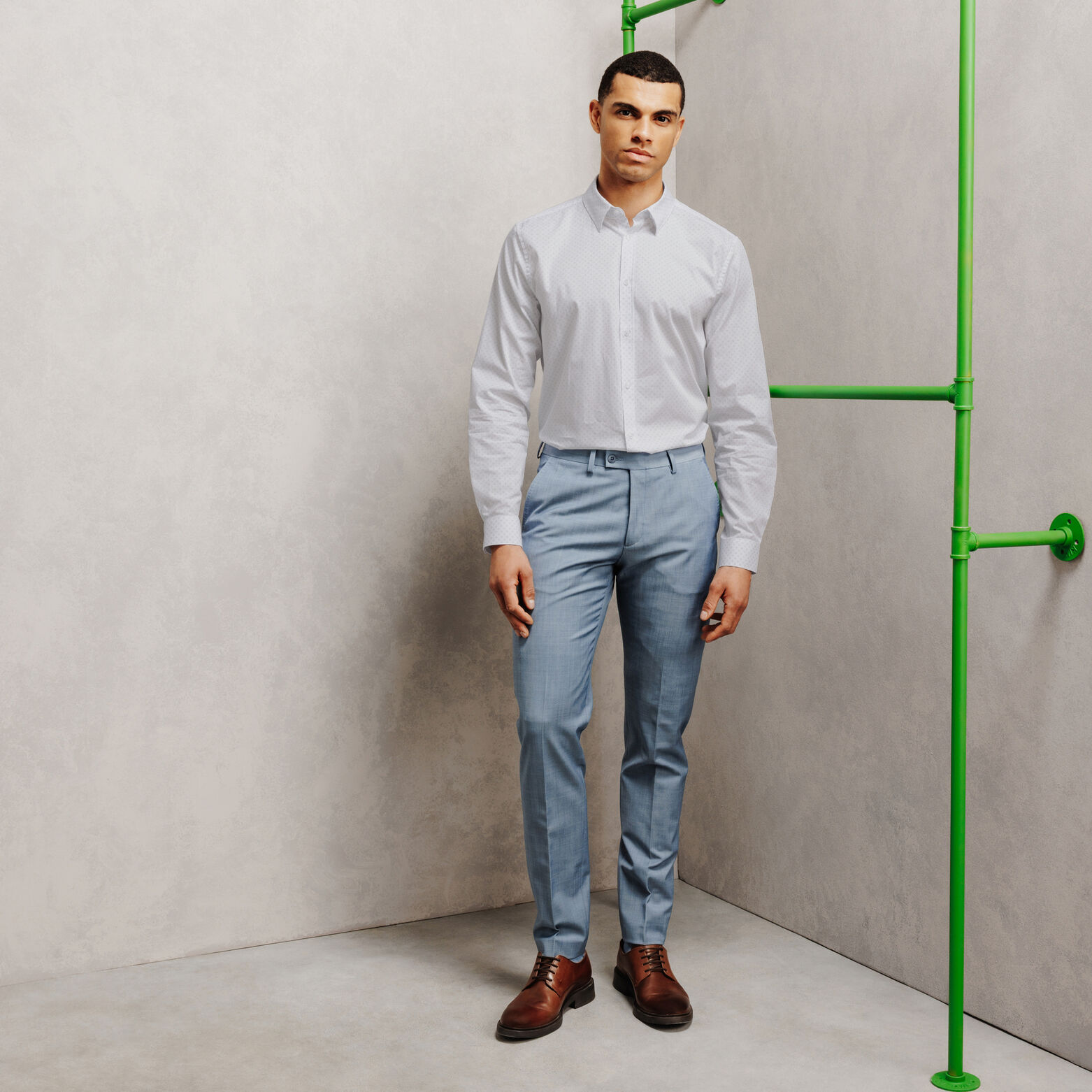 Chemise en coton slim imprim&eacute; g&eacute;om&eacute;trique