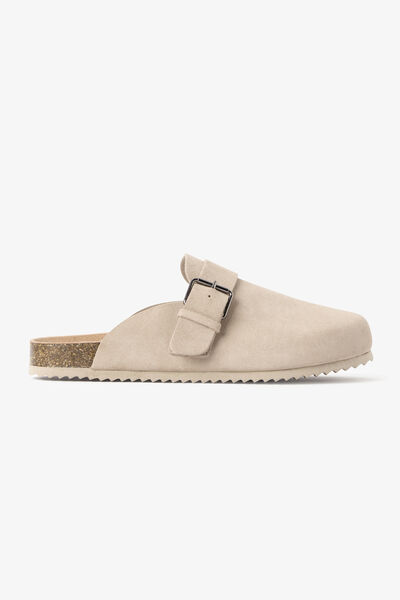 Mules esprit sabot en cuir su&egrave;de