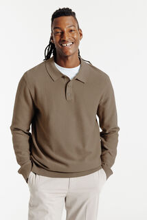 Polo en maille col boutonn&eacute; jeux de points