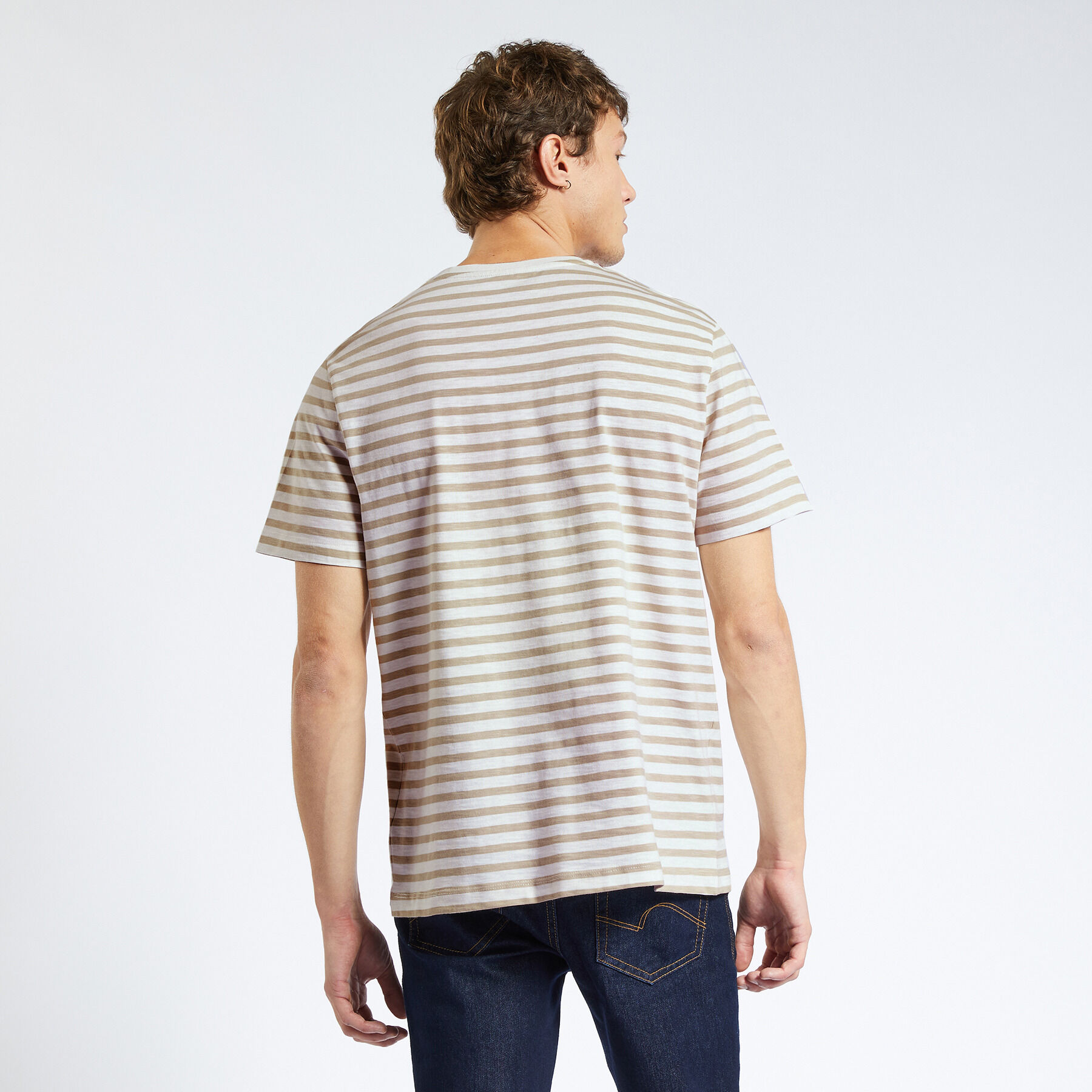 Tee shirt mariniere brode Beige Jules