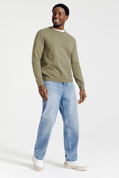 Pull col rond finition roulott&eacute;e