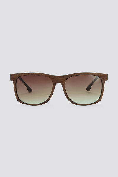 Vierkante zonnebril met houteffect