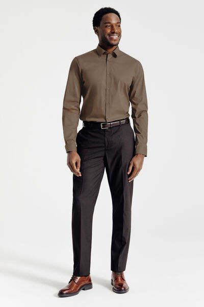 Slim effen hemd in gerecyclede polyamide