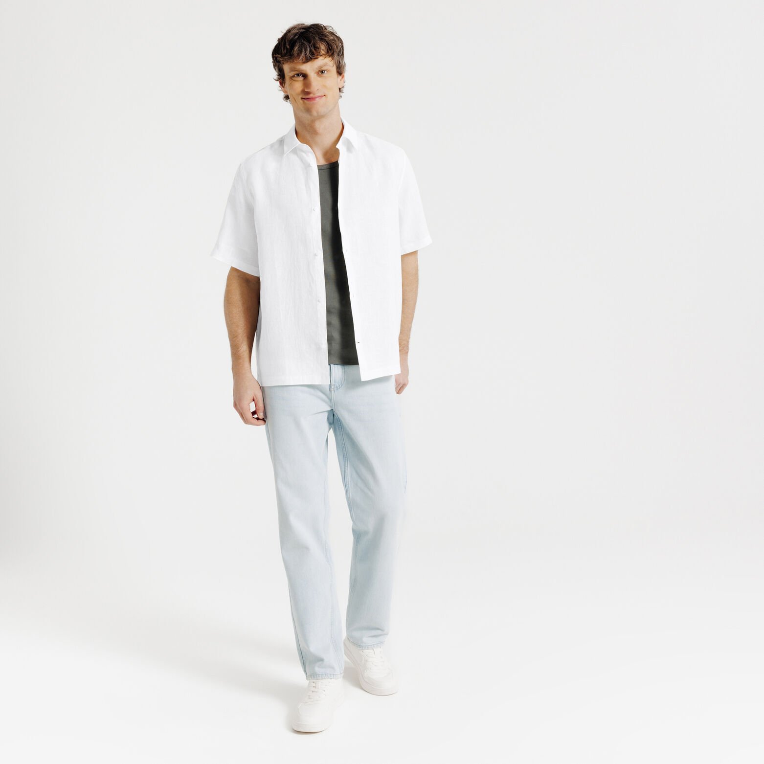 Chemisette en coton lin unie