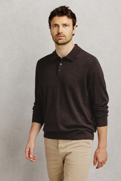 Pull col polo boutonn&eacute; 100% m&eacute;rinos