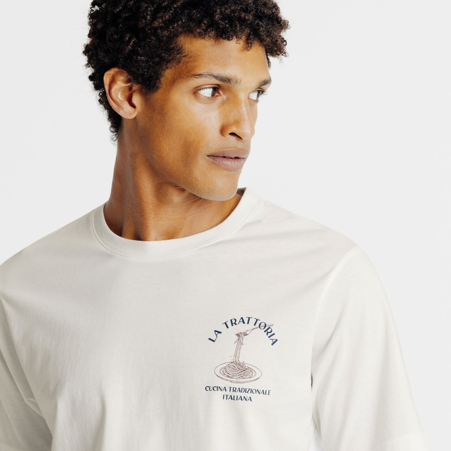 Tee shirt en coton brodé et imprimé devant