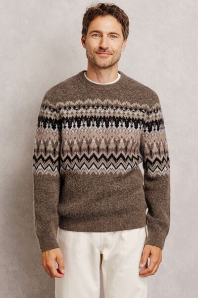 Pull col rond jacquard