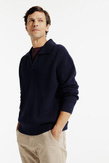 Polo en maille manches longues col resort