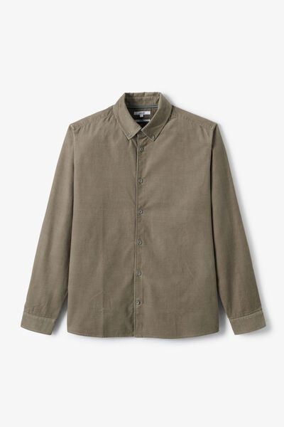 Chemise en velours c&ocirc;tel&eacute; unie 100% coton