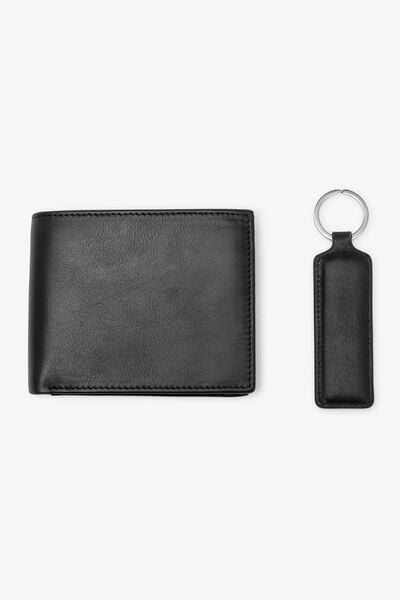 Set portefeuille en sleutelhanger 100% leder