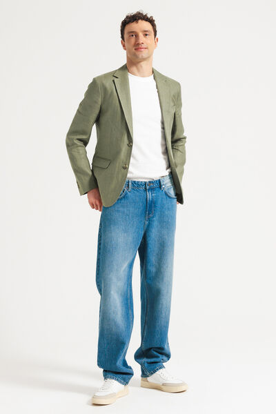 Veste de costume confort motif chevron 100% lin