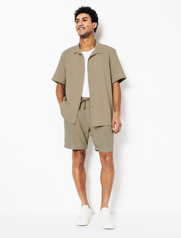 Chemisette en gaze de coton col requin