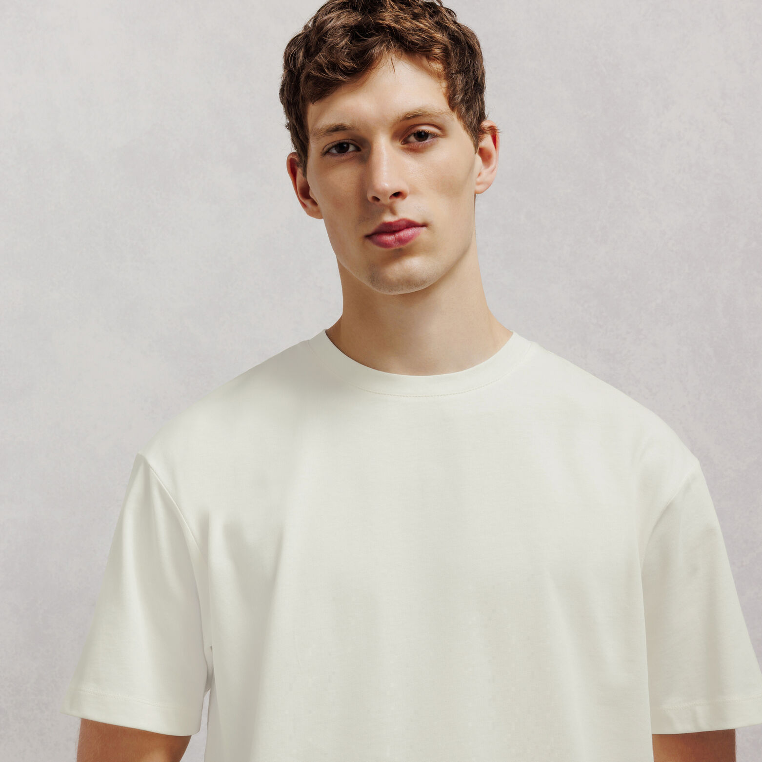 Tee shirt col rond relax imprim&eacute; dos timbre