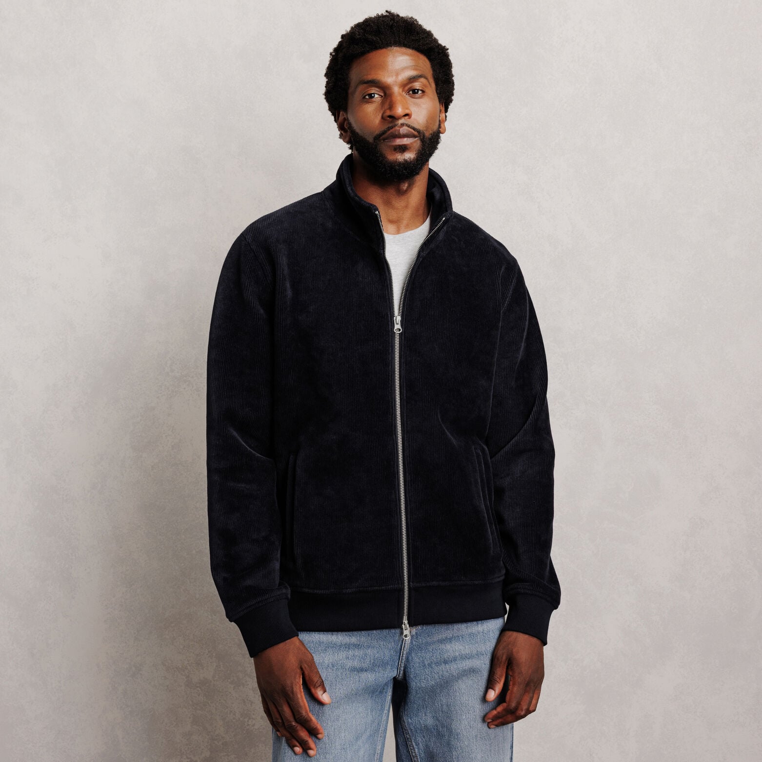 Sweat col montant zipp&eacute; en velours
