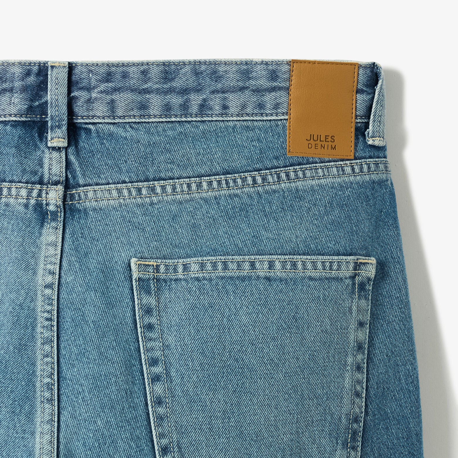 Jean loose 3 longueurs d&eacute;lav&eacute; 100% coton