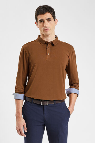 POLO MANCHES LONGUES HOMME MARRON Taille XL