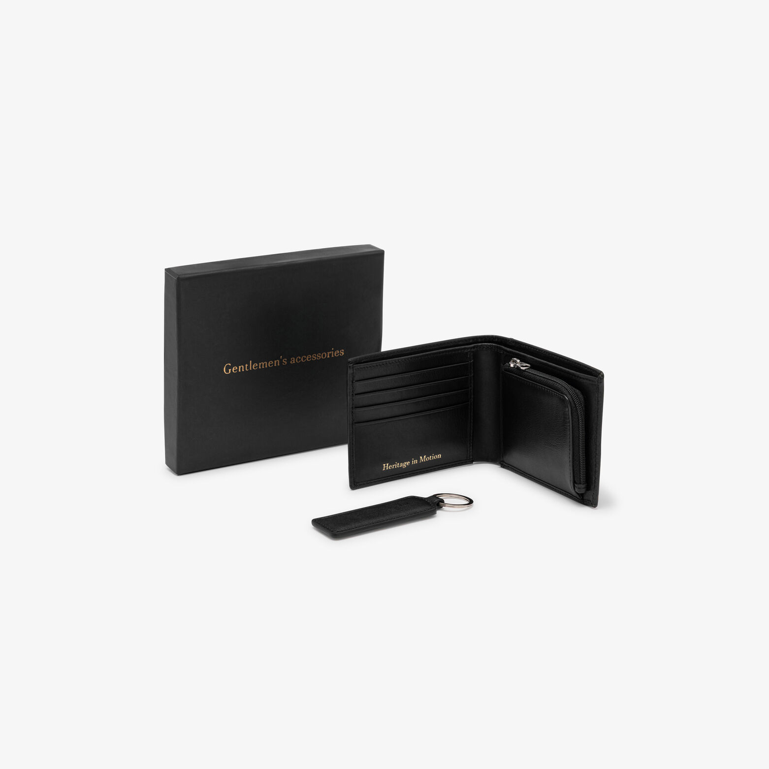 Set portefeuille en sleutelhanger 100% leder